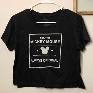 Cropped Black Disney Mickey Mouse Shirt
